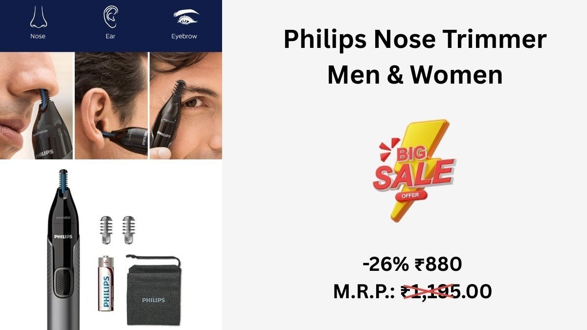 Philips Nose Hair Trimmer NT3650/16 – नाक, कान और भौंहों के लिए सुरक्षित और दर्द-रहित Nose Hair Trimmer